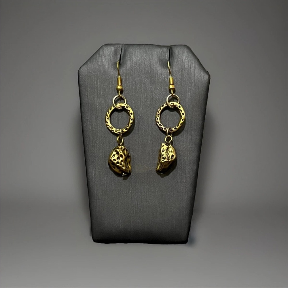 Wicca Style Handmade Gold Toned 18k Gold Plated Dangle Drop Earring. Witchy.
